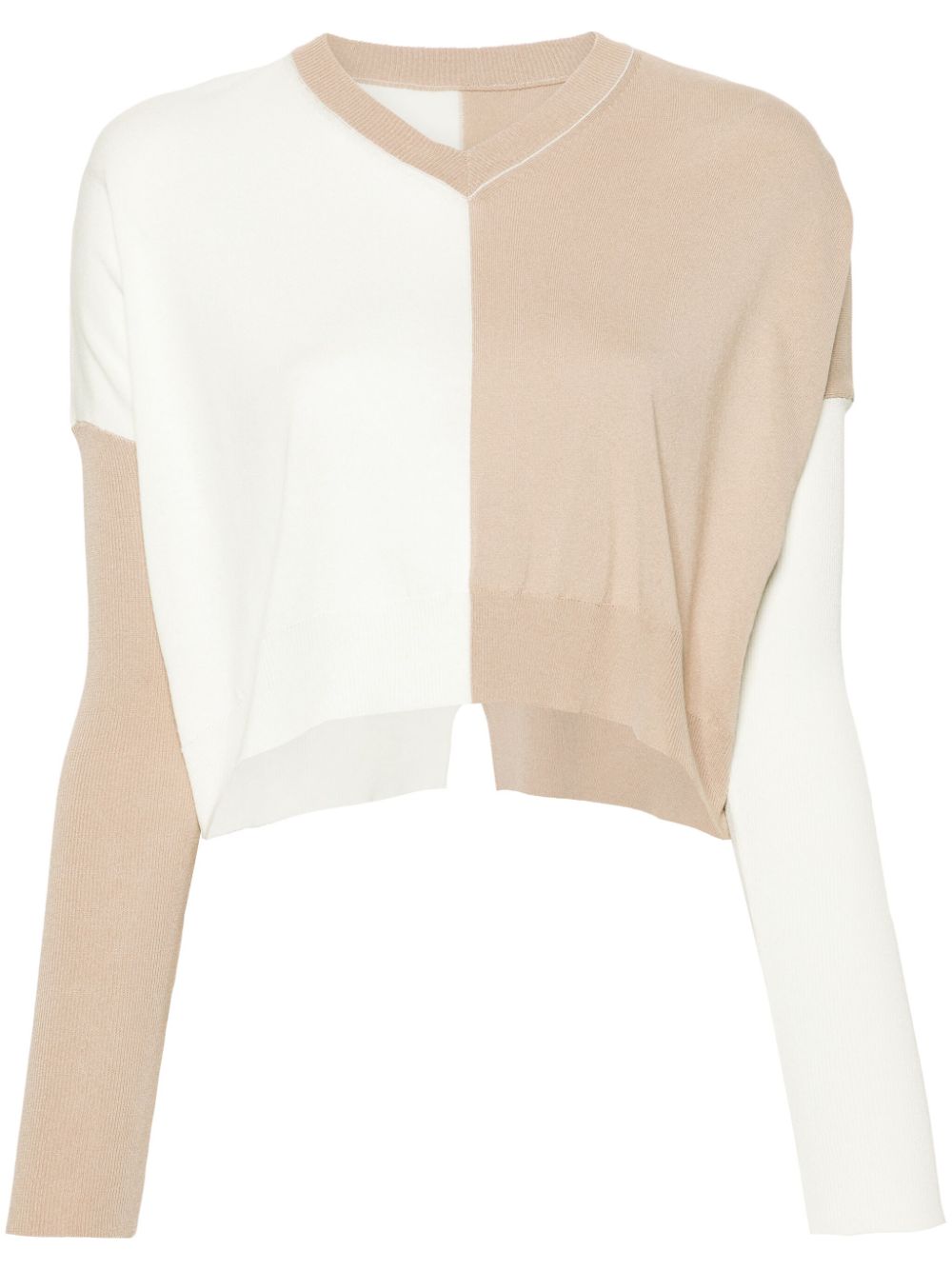 MM6 Maison Margiela colour-block cropped jumper - White von MM6 Maison Margiela