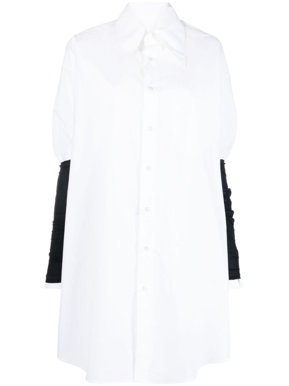 MM6 Maison Margiela contrast-sleeve long shirt - White von MM6 Maison Margiela