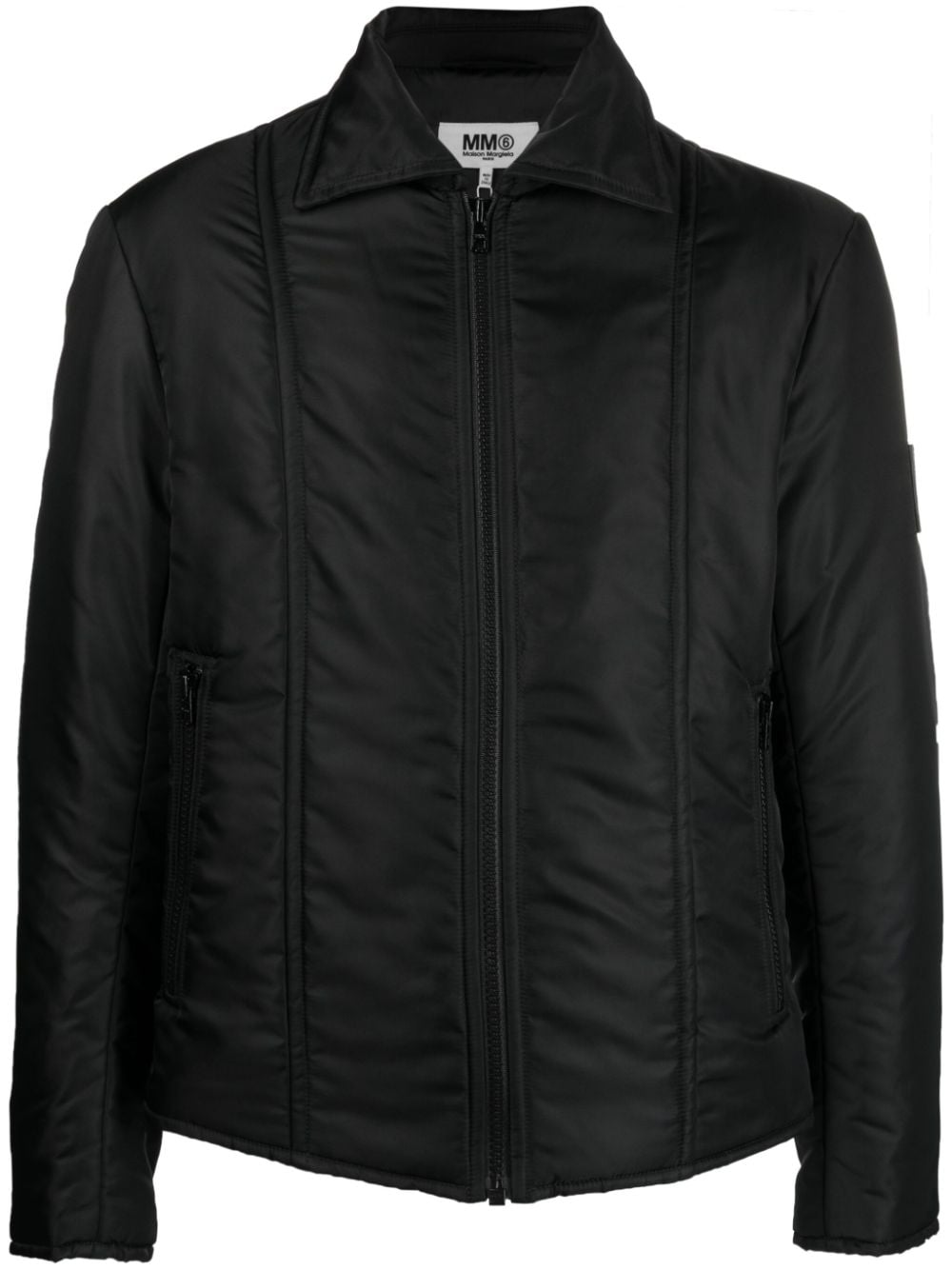 MM6 Maison Margiela contrasting-stitch zip-up jacket - Black von MM6 Maison Margiela