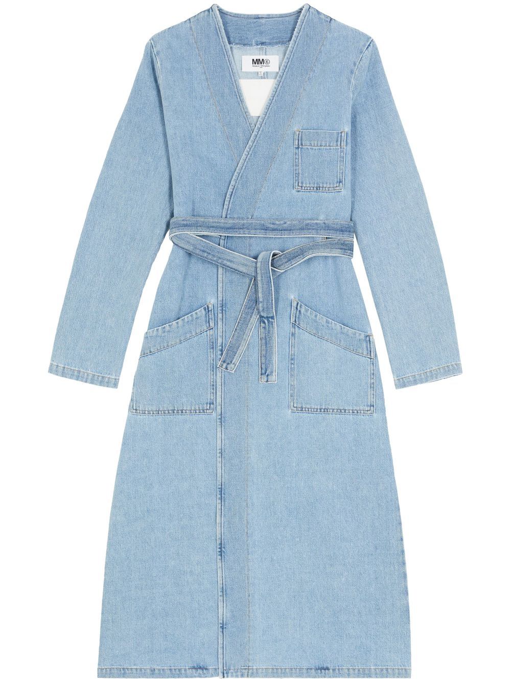 MM6 Maison Margiela collarless trench coat - Blue von MM6 Maison Margiela