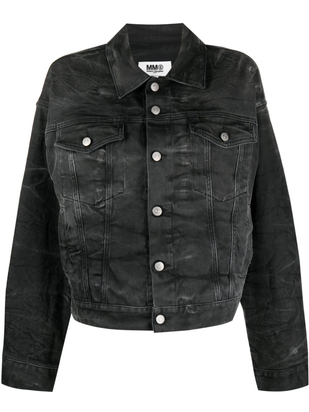 MM6 Maison Margiela crease-effect denim jacket - Black von MM6 Maison Margiela