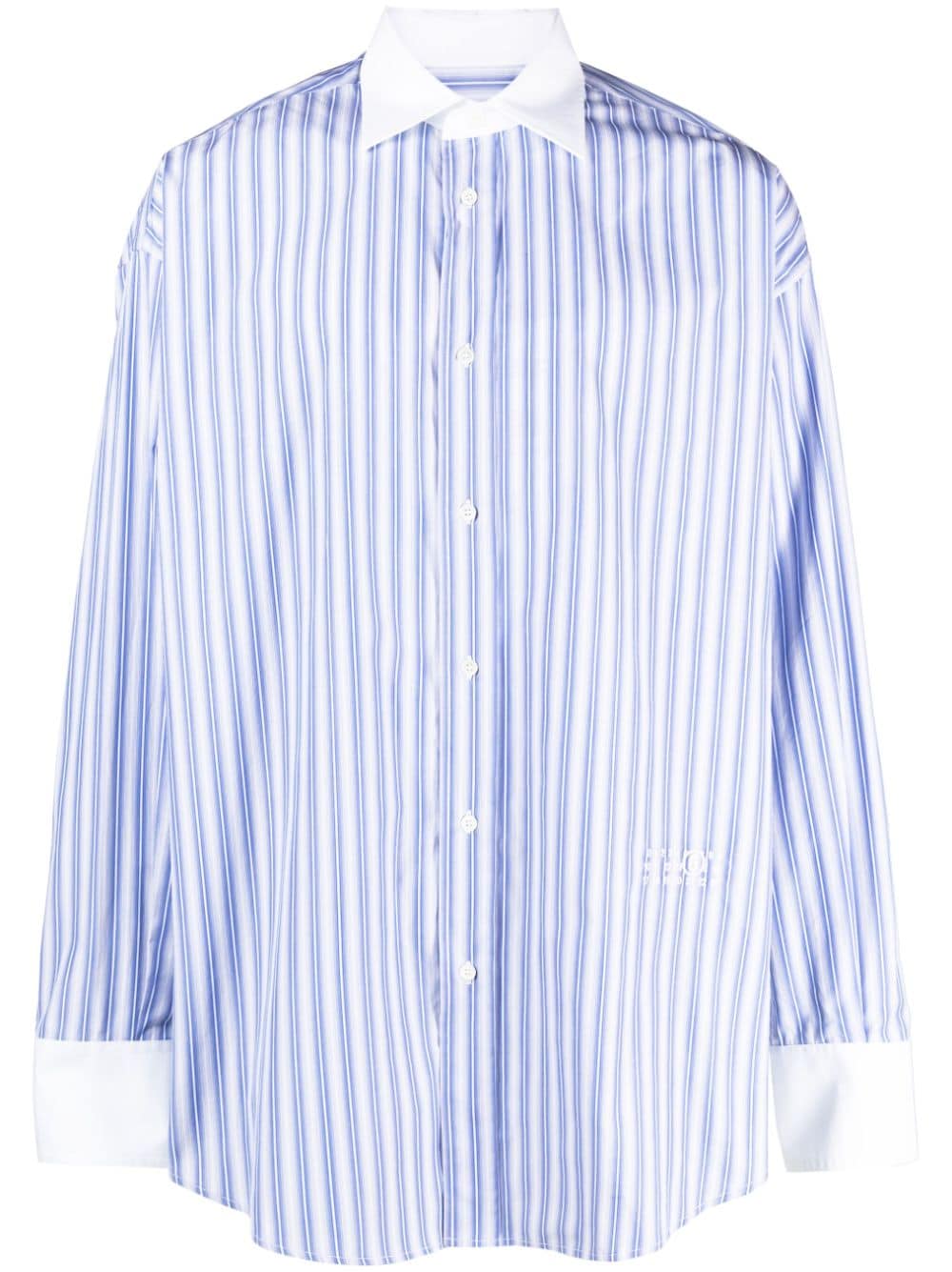 MM6 Maison Margiela logo-embroidered striped cotton shirt - Blue von MM6 Maison Margiela