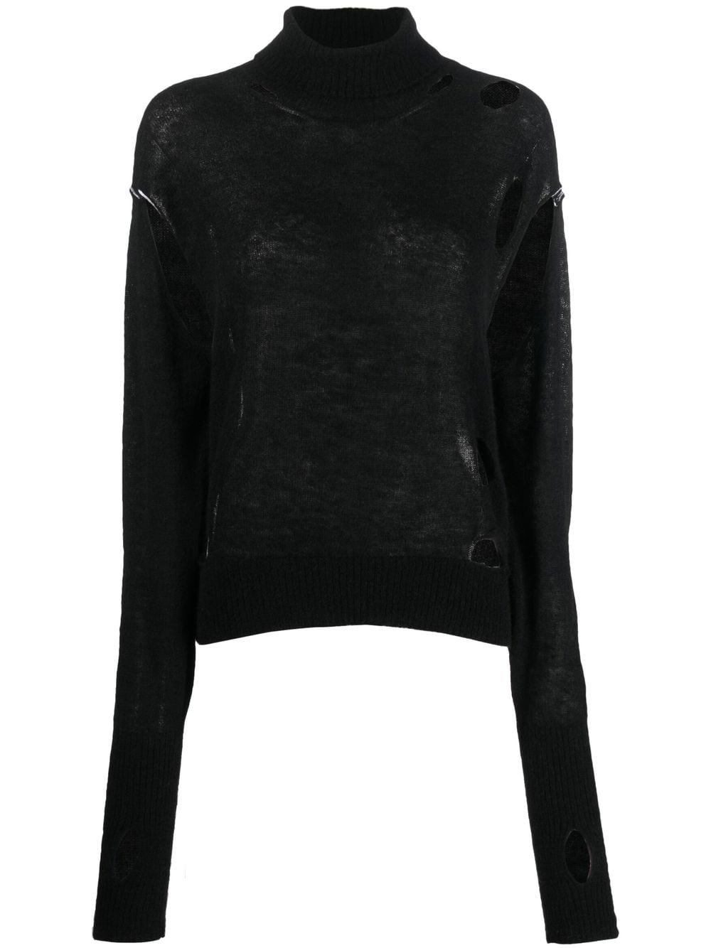 MM6 Maison Margiela distressed high-neck jumper - Black von MM6 Maison Margiela