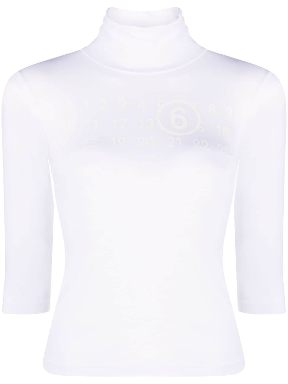 MM6 Maison Margiela high-neck logo-print top - White von MM6 Maison Margiela