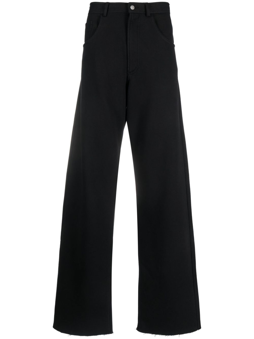 MM6 Maison Margiela logo-embroidered cotton wide-leg trousers - Black von MM6 Maison Margiela
