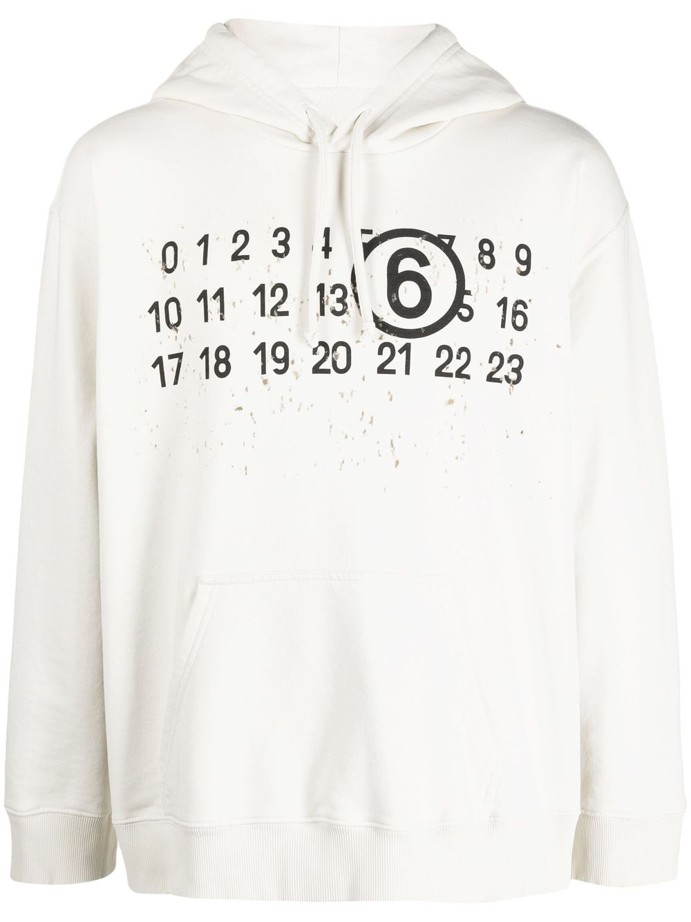 MM6 Maison Margiela logo-print distressed hoodie - White von MM6 Maison Margiela