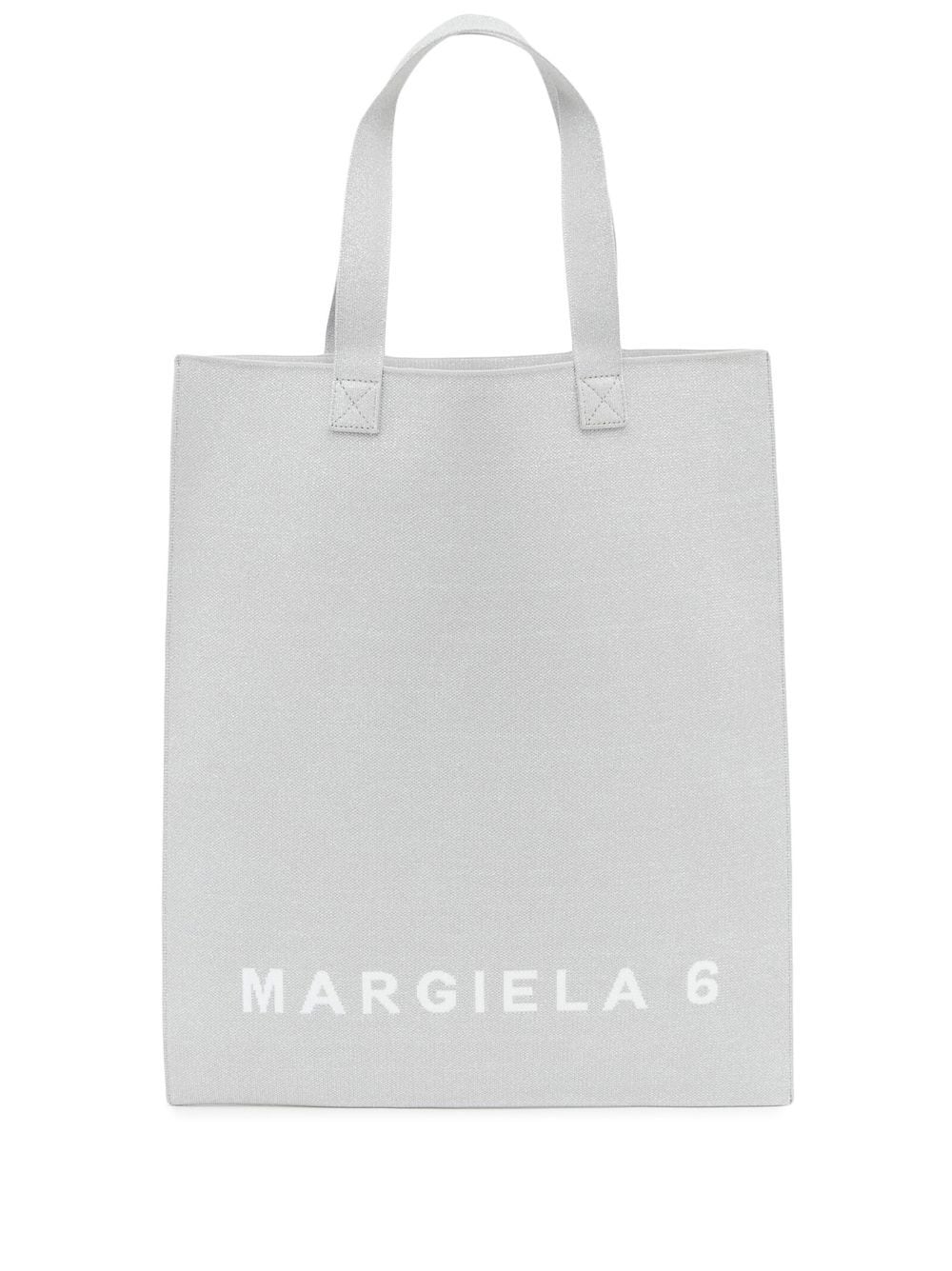 MM6 Maison Margiela logo-print tote bag - Silver von MM6 Maison Margiela
