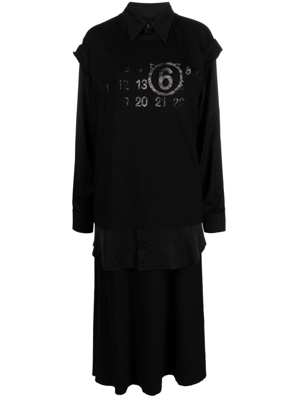 MM6 Maison Margiela numbers-motif cotton midi dress - Black von MM6 Maison Margiela