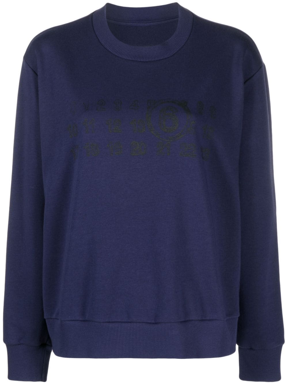 MM6 Maison Margiela numbers-motif cotton sweatshirt - Blue von MM6 Maison Margiela