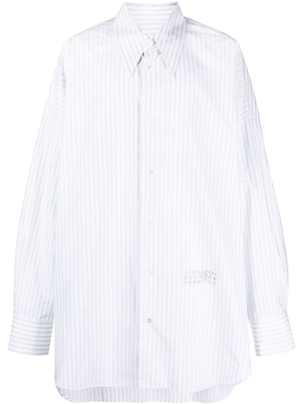 MM6 Maison Margiela numbers-motif long-line shirt - White von MM6 Maison Margiela