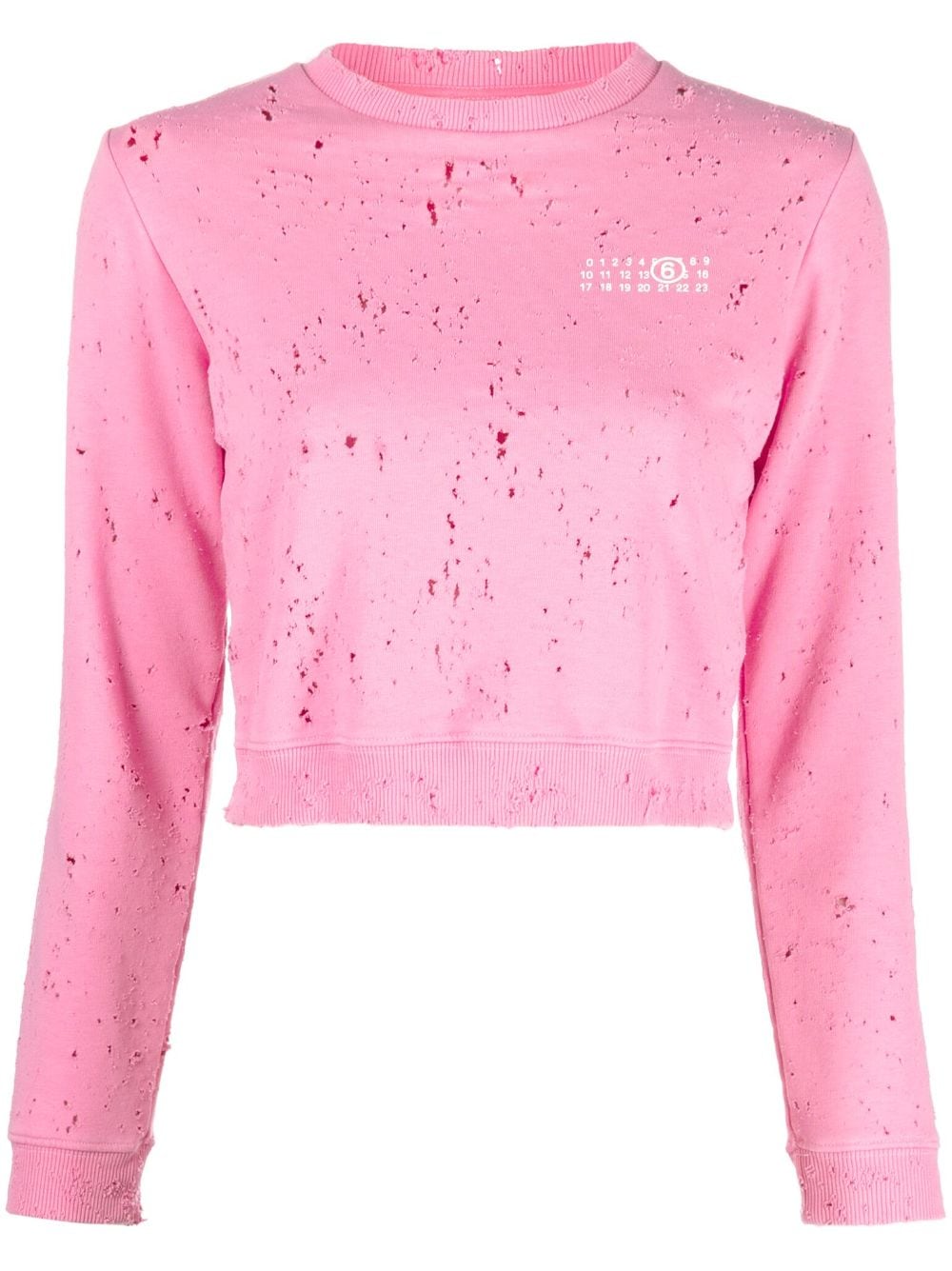 MM6 Maison Margiela distressed logo-print sweatshirt - Pink von MM6 Maison Margiela