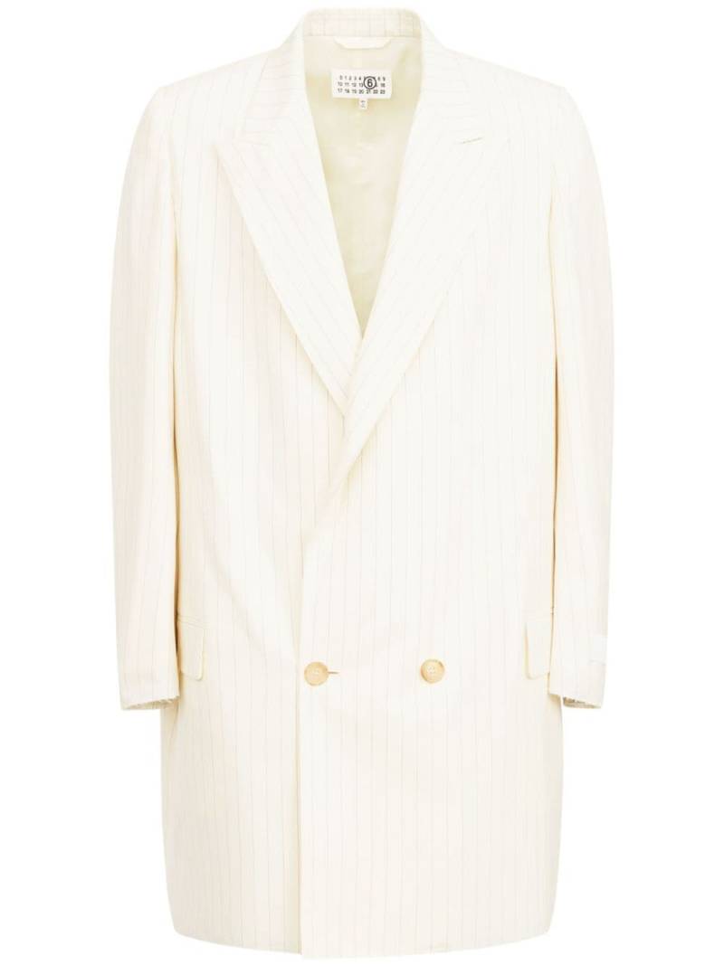 MM6 Maison Margiela oversized pinstripe double-breasted blazer - Neutrals von MM6 Maison Margiela