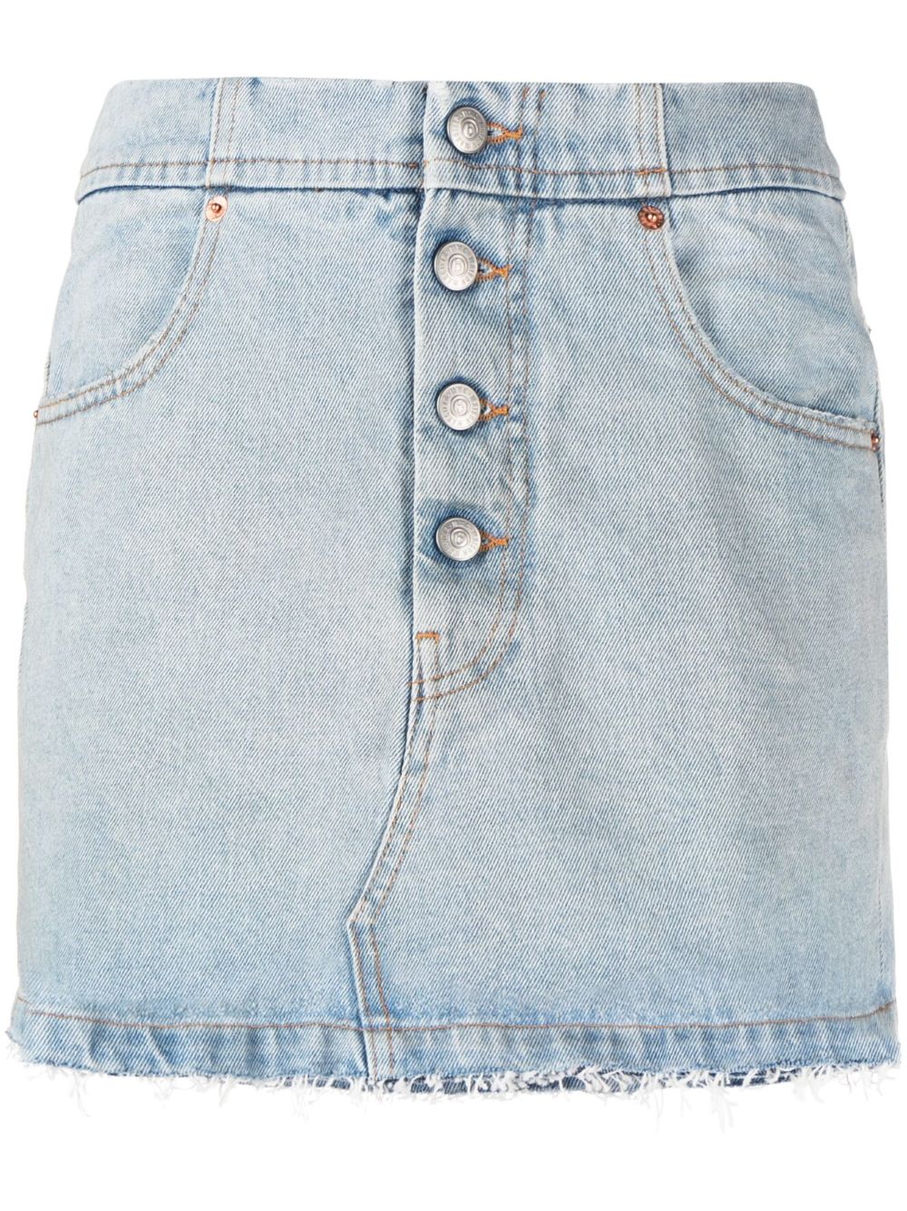 MM6 Maison Margiela raw-edge denim mini skirt - Blue von MM6 Maison Margiela