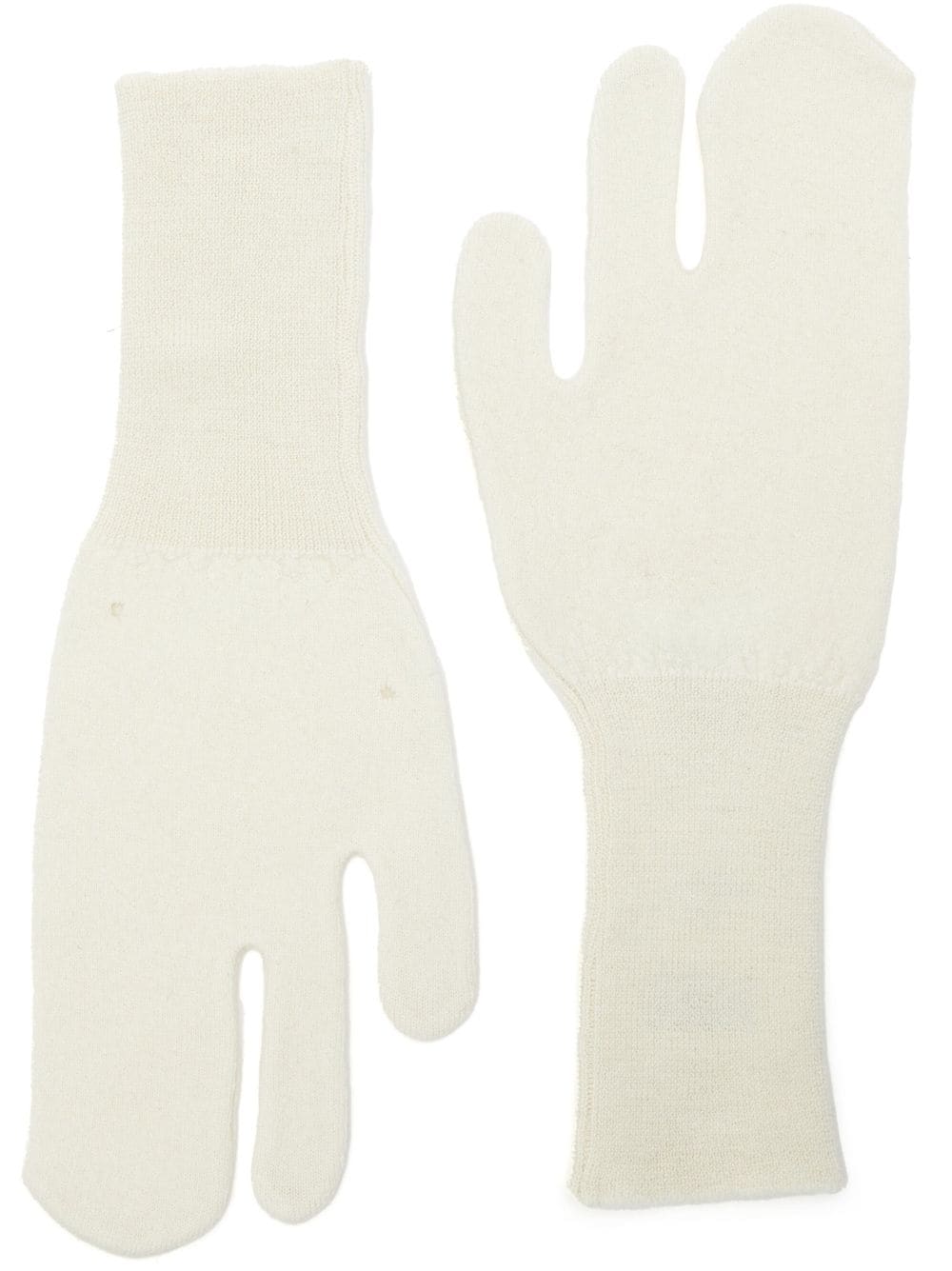 MM6 Maison Margiela ribbed-knit wool gloves - White von MM6 Maison Margiela