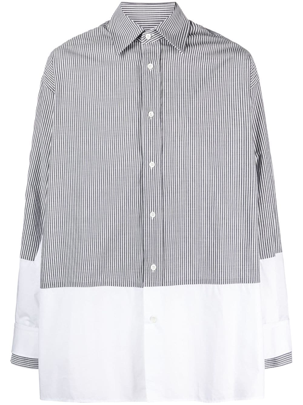 MM6 Maison Margiela stripe-print panelled cotton shirt - Grey von MM6 Maison Margiela