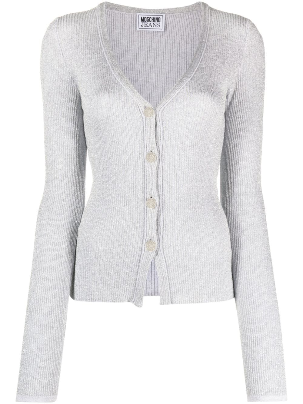 MOSCHINO JEANS V-neck ribbed cardigan - Grey von MOSCHINO JEANS