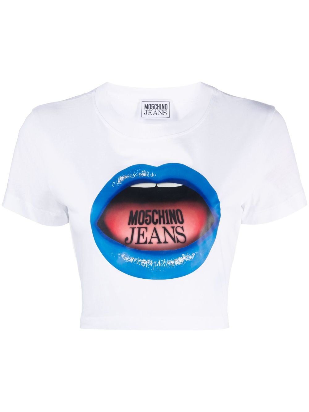 MOSCHINO JEANS graphic-print cropped T-shirt - White von MOSCHINO JEANS