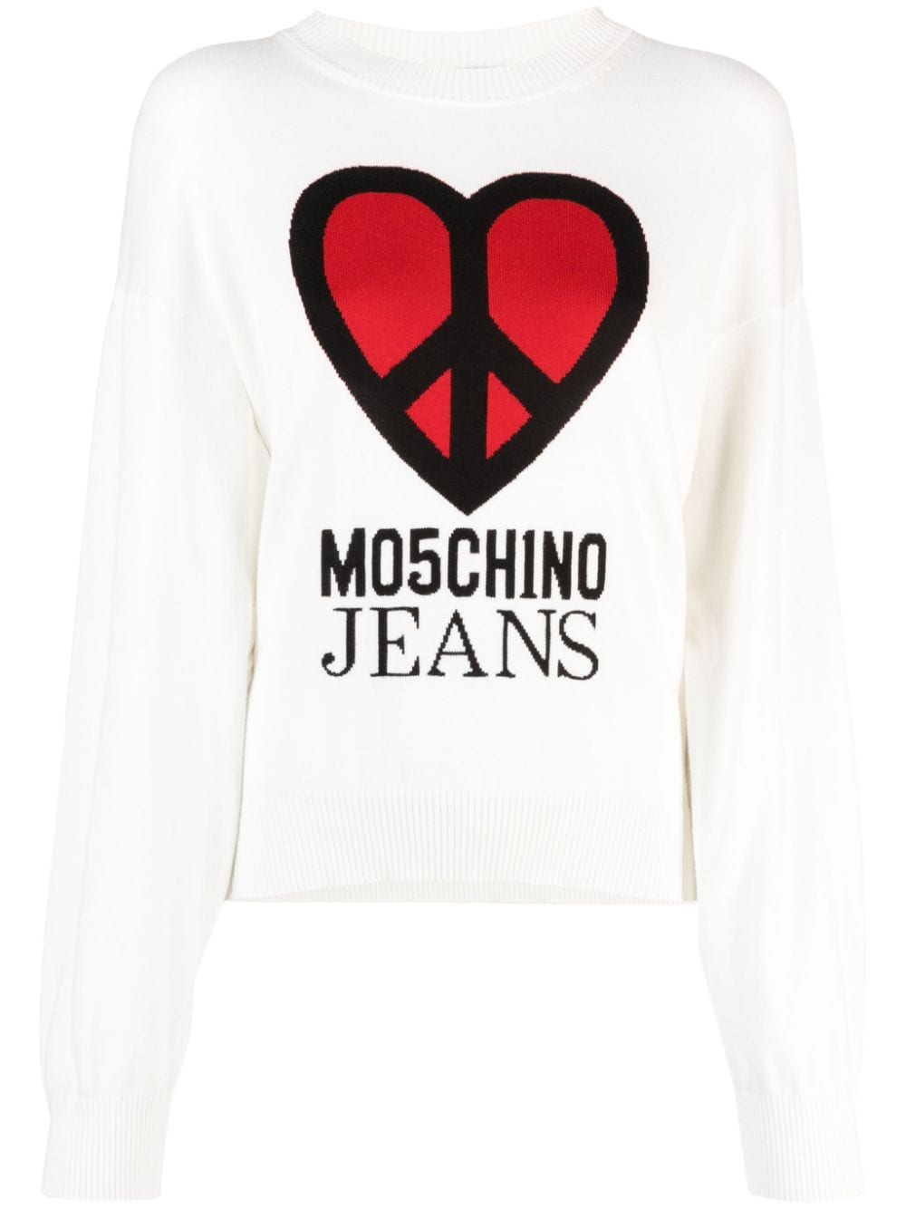 MOSCHINO JEANS intarsia-knit cotton jumper - White von MOSCHINO JEANS