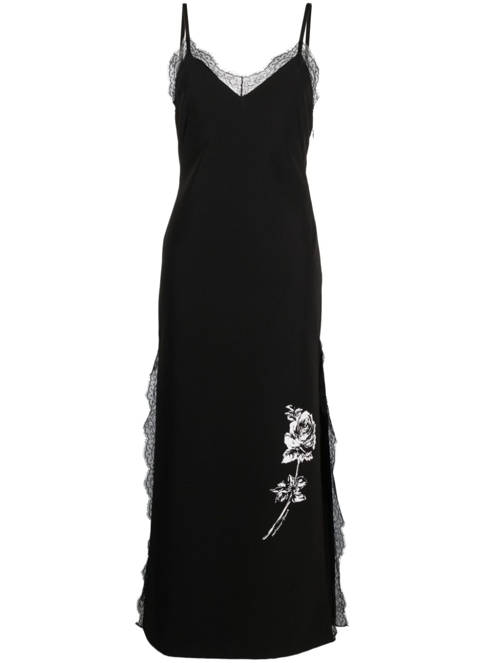 MOSCHINO JEANS lace-trim rose-embroidered maxi dress - Black von MOSCHINO JEANS