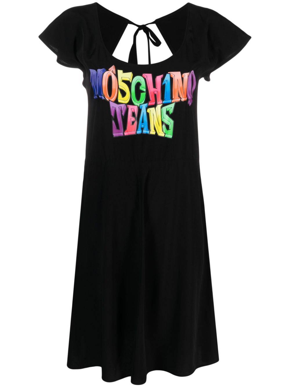 MOSCHINO JEANS logo-flocked open-back dress - Black von MOSCHINO JEANS