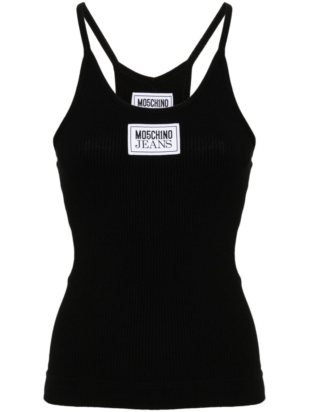 Moschino logo-patch ribbed-detailing top. - 0555 - Nero von Moschino