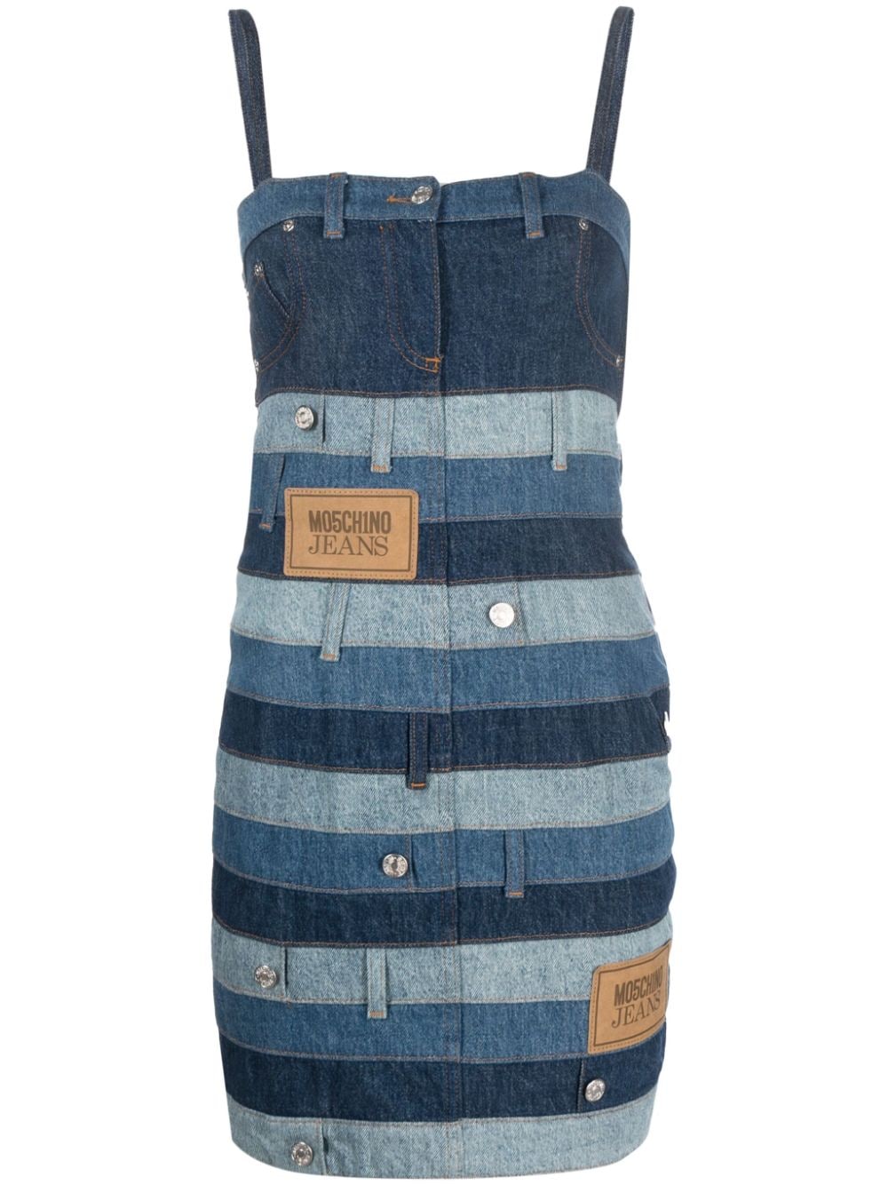 MOSCHINO JEANS patchwork-design denim minidress - Blue von MOSCHINO JEANS