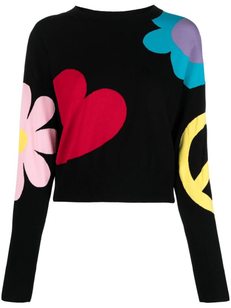 MOSCHINO JEANS patterned intarsia-knit jumper - Black von MOSCHINO JEANS