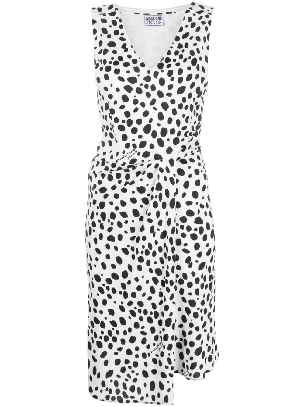 MOSCHINO JEANS polka dot-print gathered dress - White von MOSCHINO JEANS