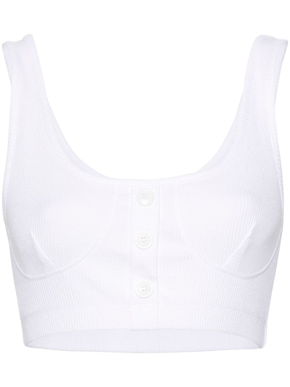 MOSCHINO JEANS ribbed-knit cropped tank top - White von MOSCHINO JEANS