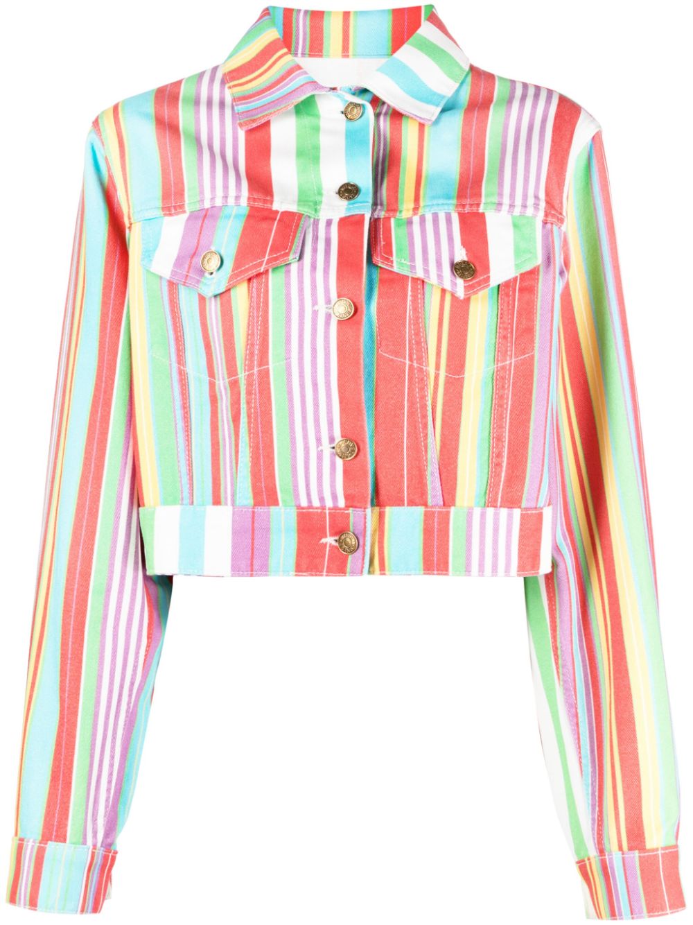 MOSCHINO JEANS striped cropped cotton jacket - Red von MOSCHINO JEANS