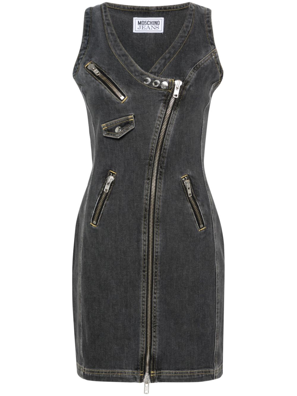 MOSCHINO JEANS zip-detailing denim mini dress - Grey von MOSCHINO JEANS