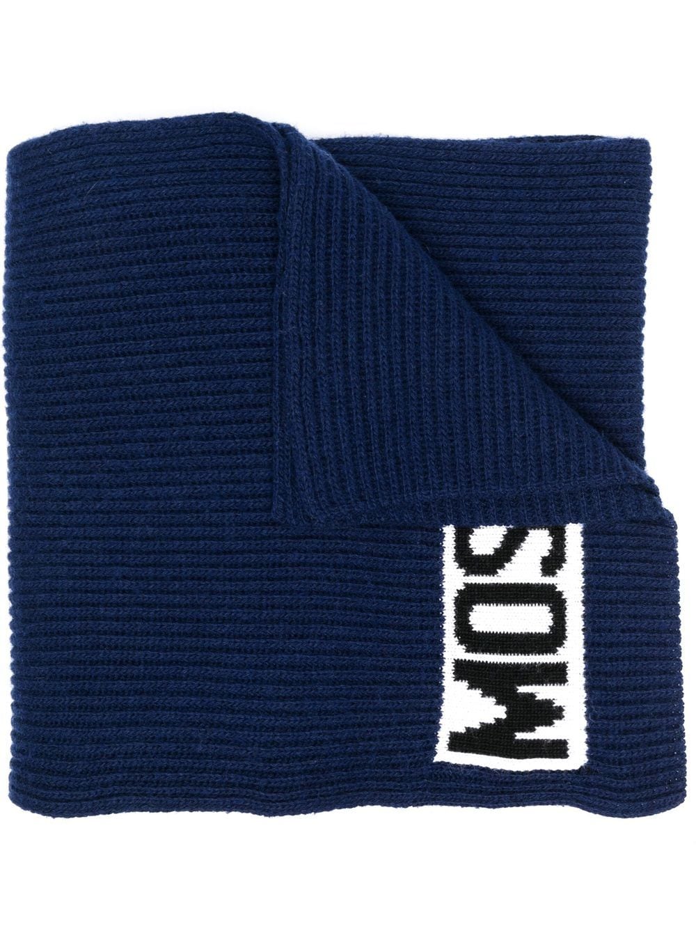 Moschino logo-intarsia ribbed scarf - Blue von Moschino