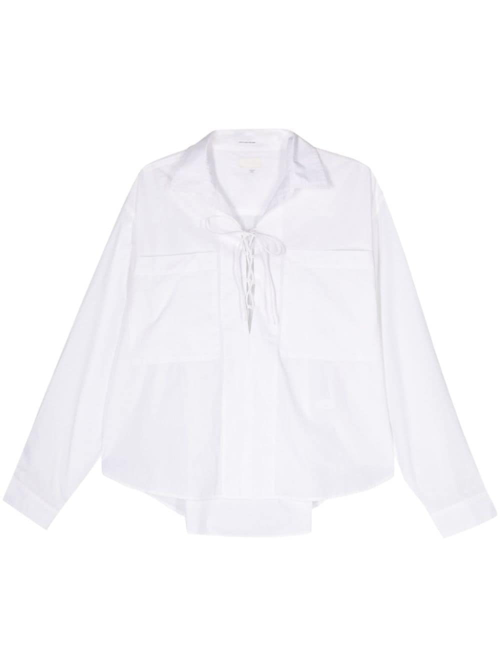 MOTHER The Roomie lace-up blouse - White von MOTHER