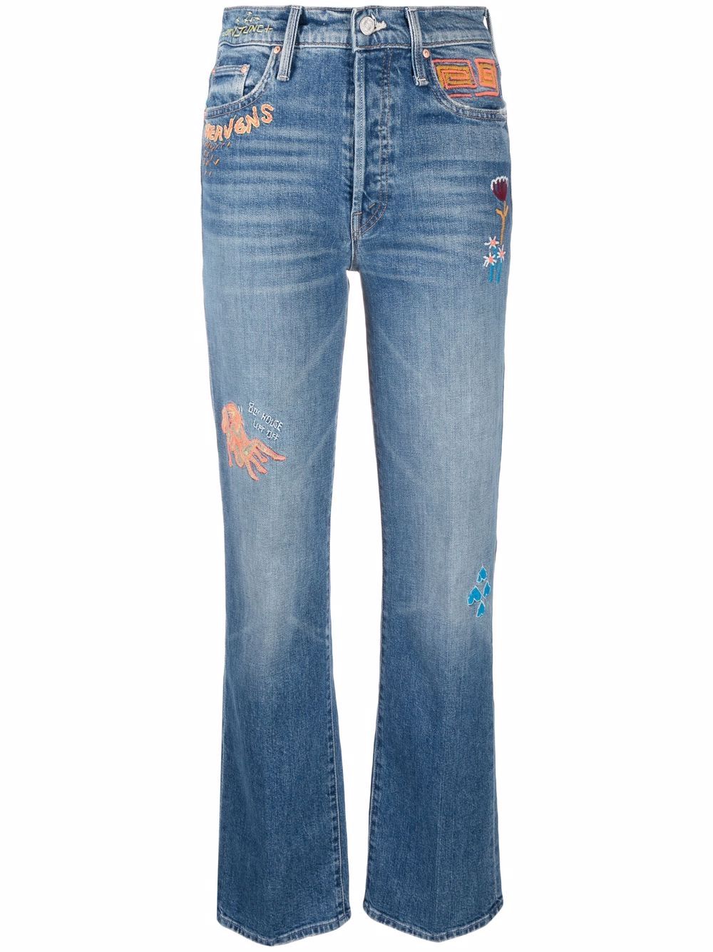 MOTHER embroidered straight-leg jeans - Blue von MOTHER