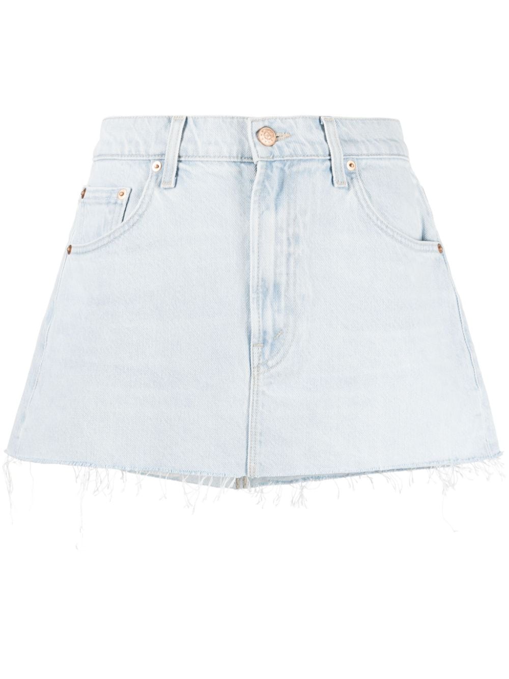 MOTHER mid-rise frayed denim skirt - Blue von MOTHER