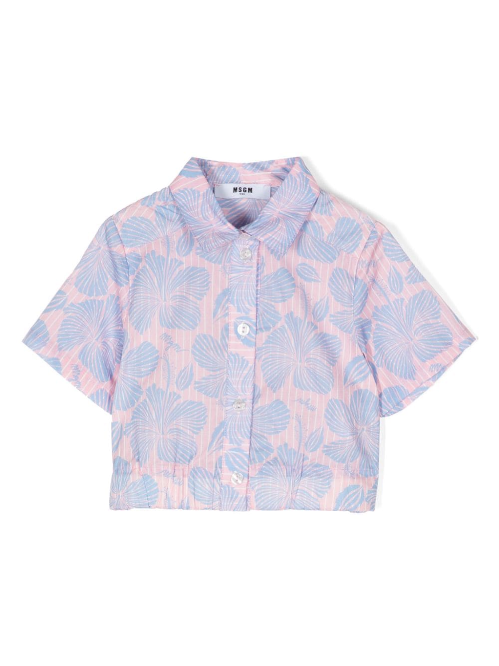 MSGM Kids Hawaiian floral-print cropped shirt - Pink von MSGM Kids