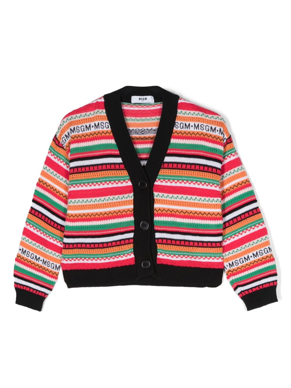 MSGM Kids V-neck striped cardigan - Pink von MSGM Kids