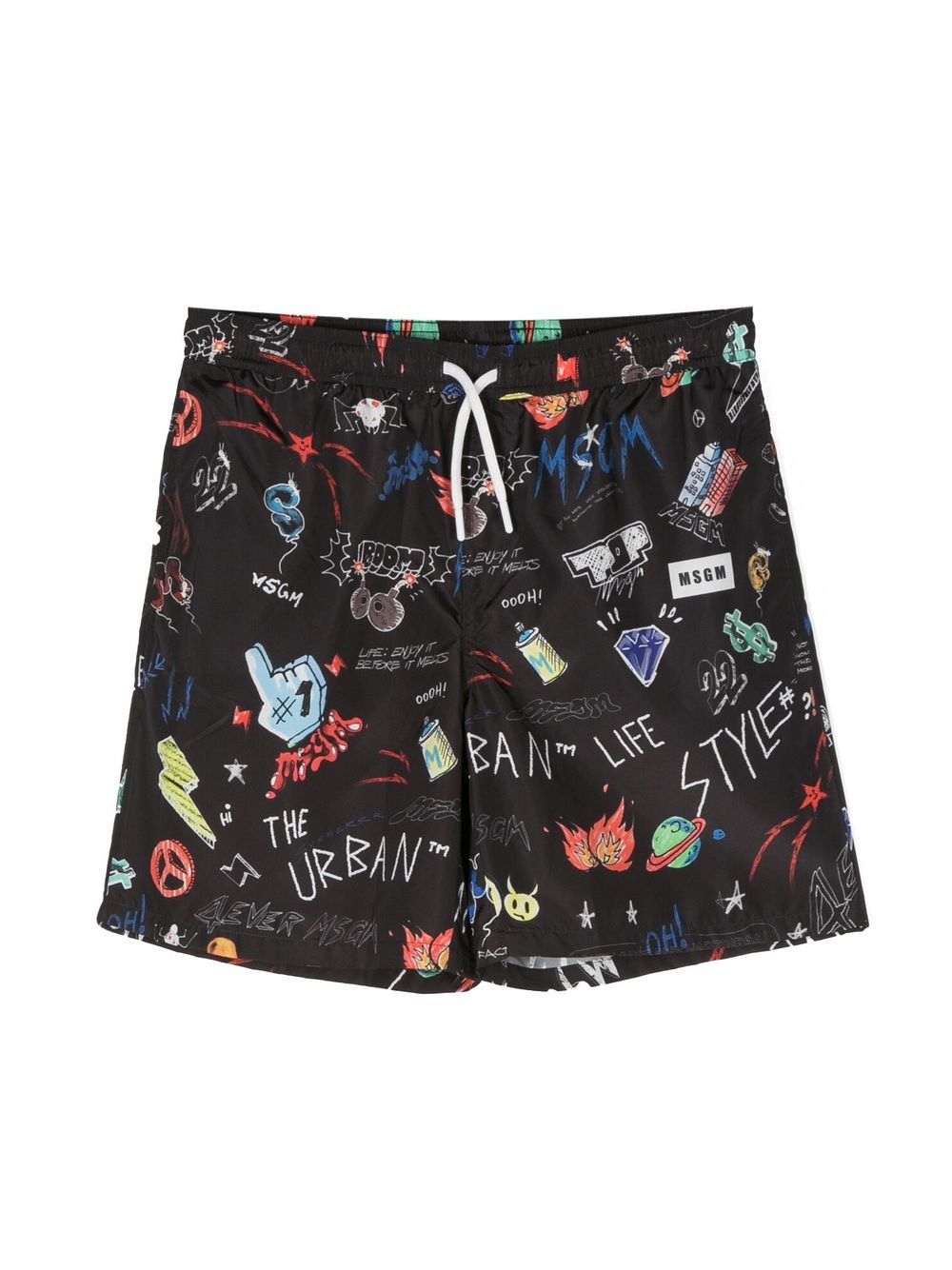 MSGM Kids all-over graphic-print swim shorts - Black von MSGM Kids