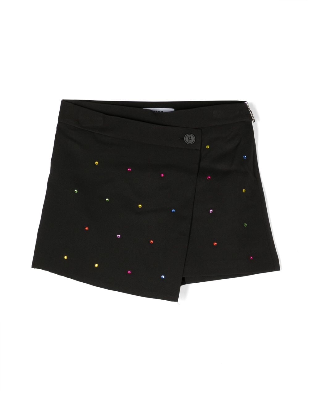 MSGM Kids rhinestone-embellished asymmetric skorts - Black von MSGM Kids