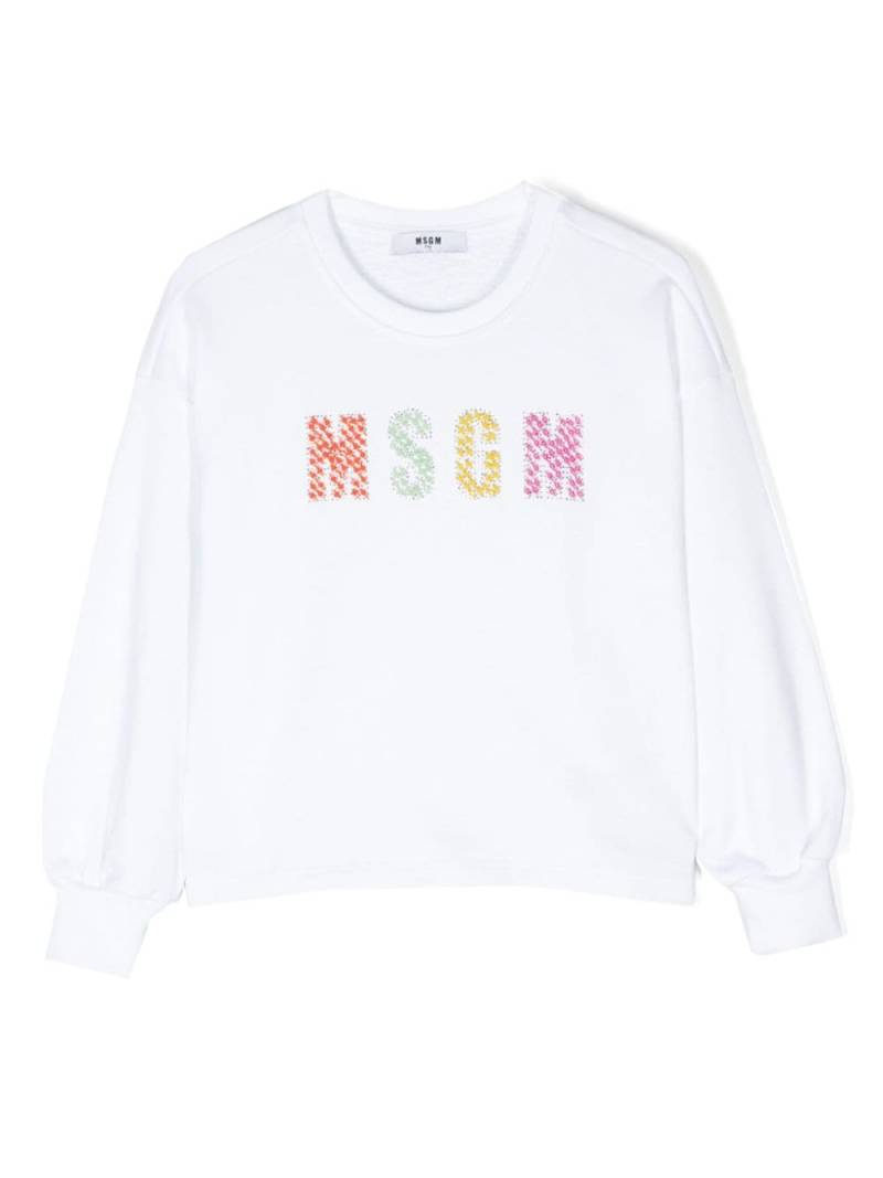 MSGM Kids bead-logo cotton sweatshirt - White von MSGM Kids