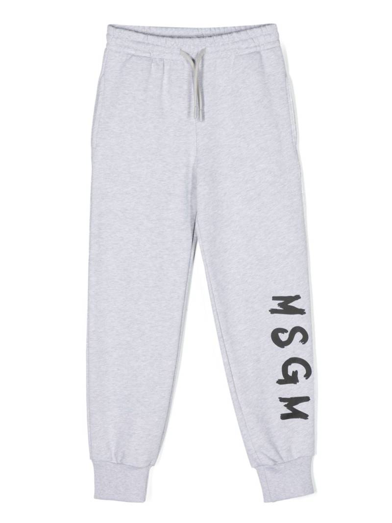 MSGM Kids brushstroke logo-print track pants - Grey von MSGM Kids