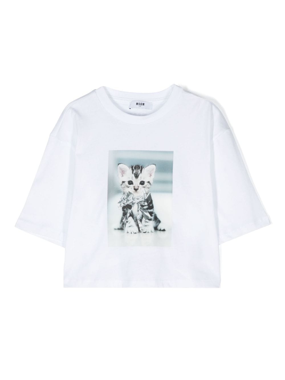 MSGM Kids cat-print cotton T-shirt - White von MSGM Kids