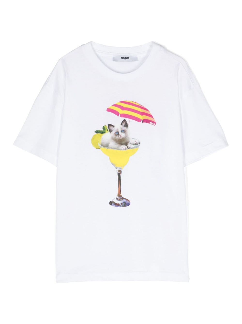 MSGM Kids cat-print cotton T-shirt - White von MSGM Kids