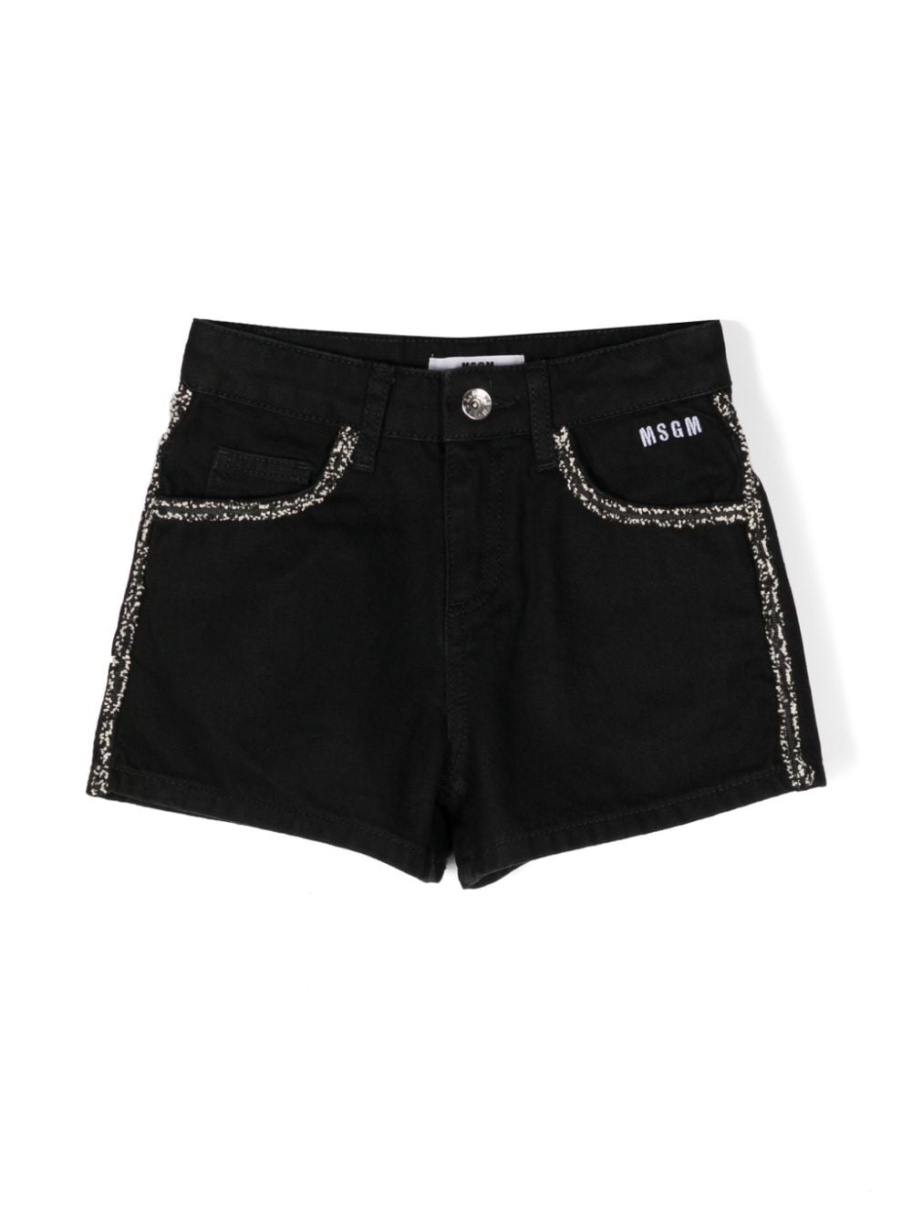 MSGM Kids contrasting-trim denim shorts - Black von MSGM Kids