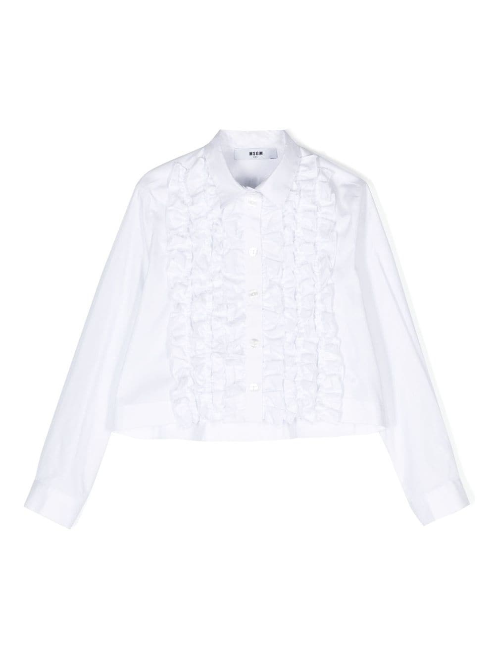 MSGM Kids cropped ruffled cotton shirt - White von MSGM Kids