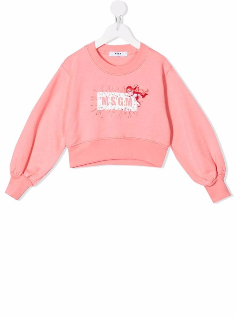 MSGM Kids cupid-motif logo sweatshirt - Pink von MSGM Kids