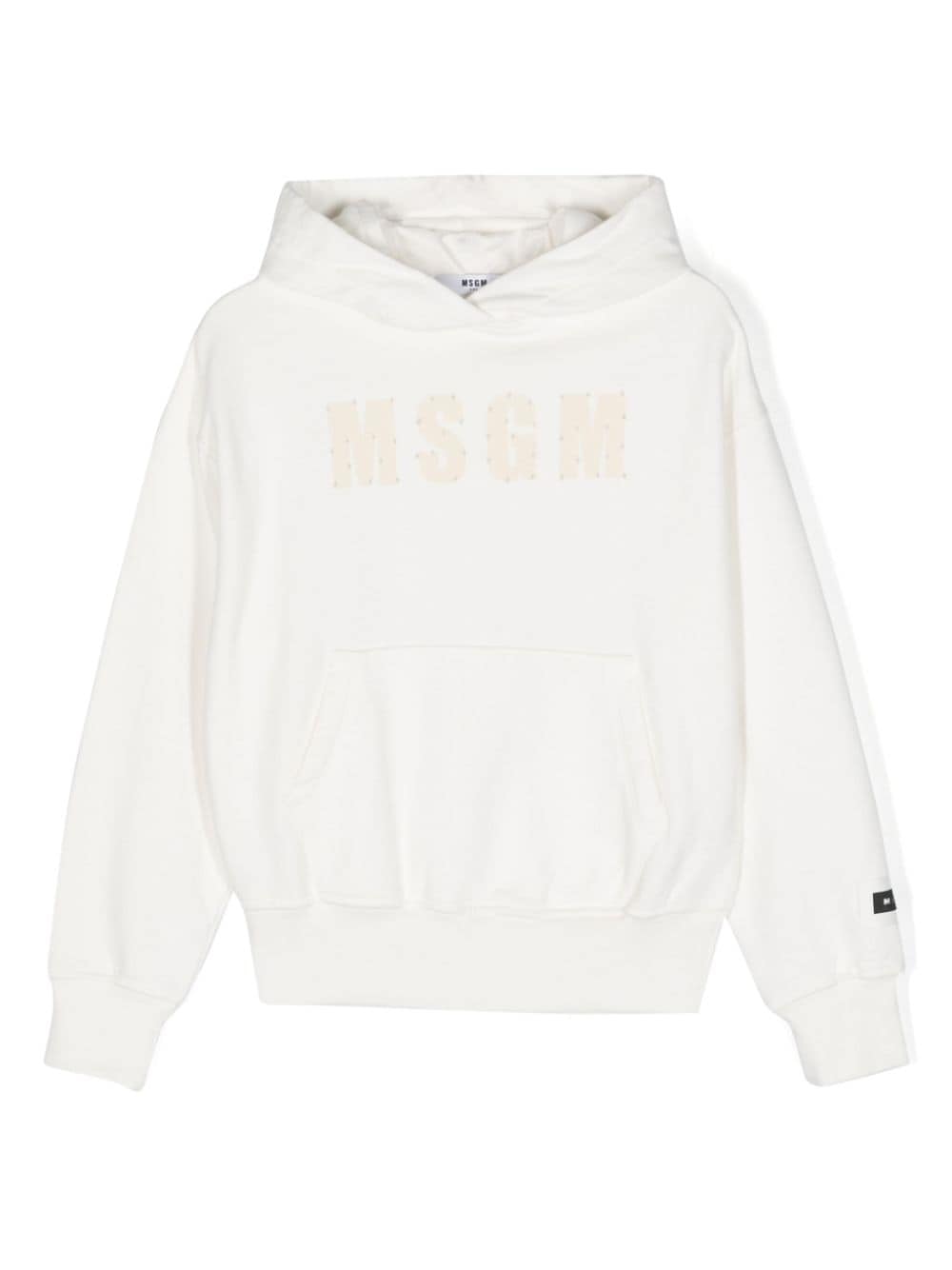 MSGM Kids distressed-finish logo-print hoodie - White von MSGM Kids