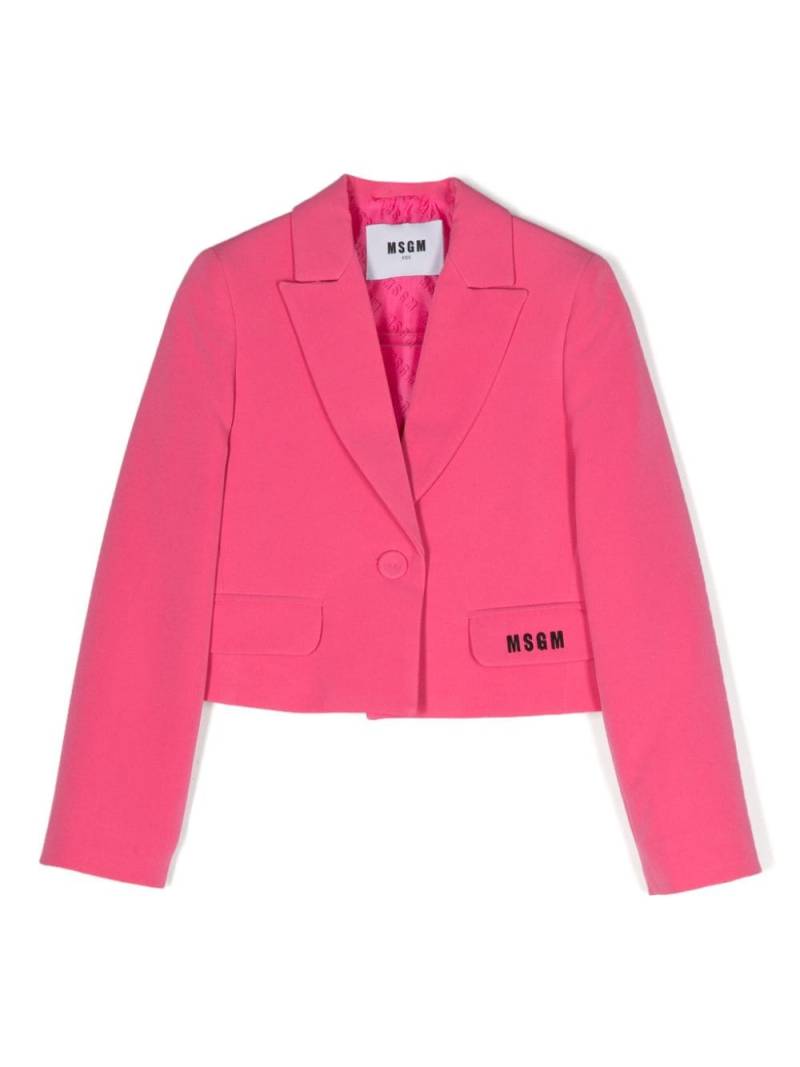 MSGM Kids embroidered-logo cropped blazer - Pink von MSGM Kids