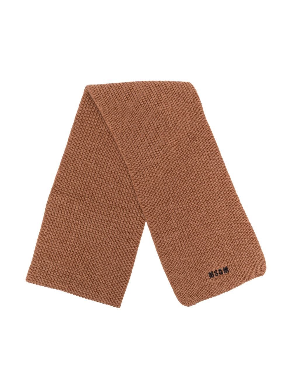 MSGM Kids embroidered-logo knitted scarf - Brown von MSGM Kids