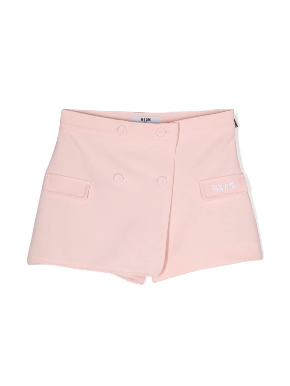 MSGM Kids embroidered-logo layered shorts - Pink von MSGM Kids